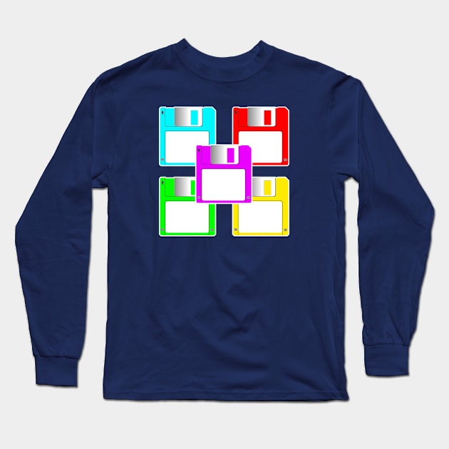 Colourful Floppy Disks Long Sleeve T-Shirt by SOwenDesign